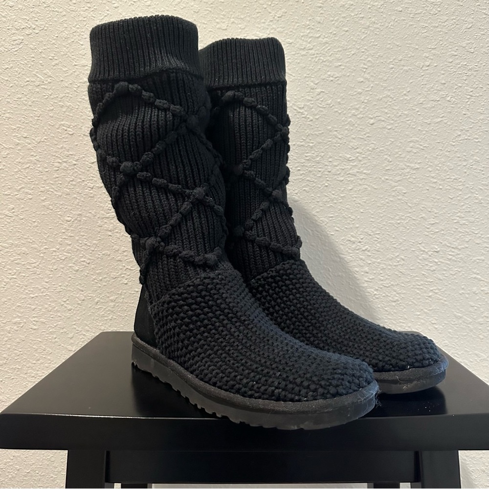 UGG | Black Argyle Knit Boots | 9